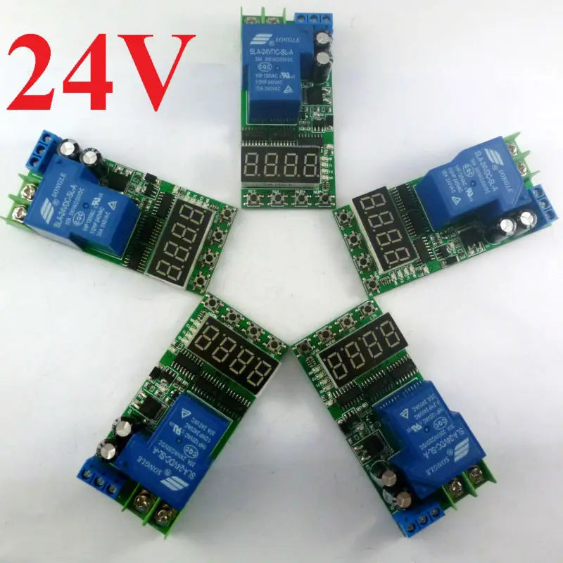 5Pack IO23C01 30A 24V Multifunction Timer Relay Module – 18-Mode Digital Delay Switch with 0.01s-270h Adjustable Time for PLC Motor LED