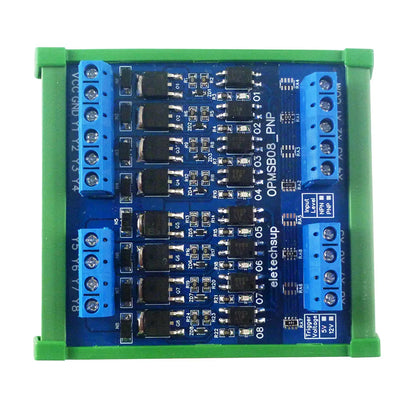 OPMSB08 8CH PWM Signal Amplifier Module – DC 3.3-24V 0-2kHz NPN/PNP Logic Level Shifter 5A High Current IO Booster for LED & Motor Control