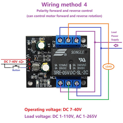 DR26F01 DPDT Self-Locking Relay Module – DC 7-40V 5A Bistable Latching Switch with Low Pulse Trigger for Motor Reverse Polarity Control