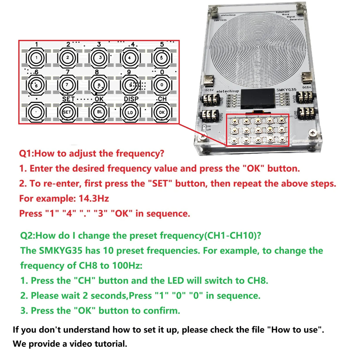SMKYG35 10-Channel Schumann Resonance Frequency Generator – 0.01Hz–100kHz Adjustable Pure Sine Wave Signal Generator for Meditation & Sleep