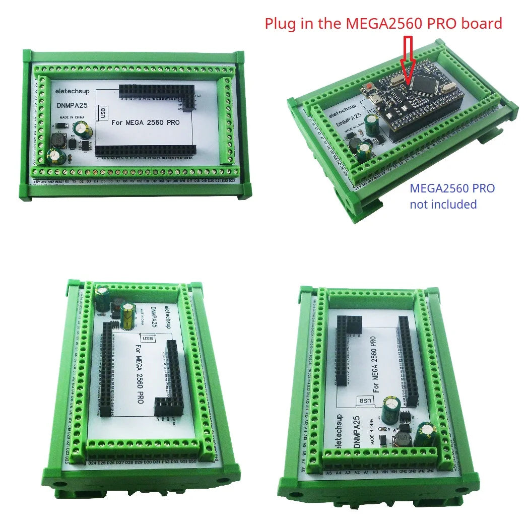 DNMPA25 DIN Rail Mount Terminal Block Adapter – DC 12V/24V Expansion Board for Arduino MEGA2560 Pro Smart Home DIY
