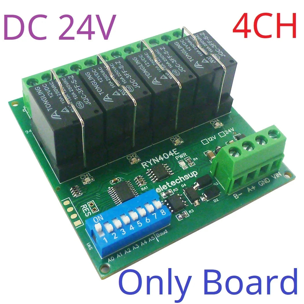 T73 Plug-in Relay Module – RS485 Modbus RTU Remote IO Controller with Momentary Latching Interlock Delay Switch for DIY Smart Home RYN404E/RYN408F