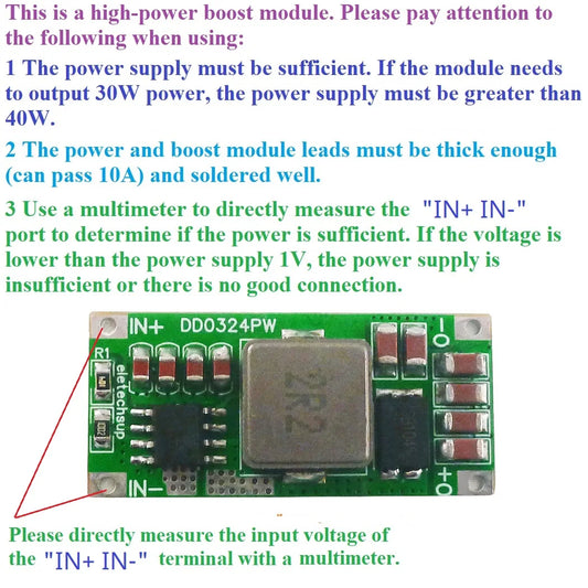 DD0324PW 8A 100W DC-DC Boost Converter – 2.7-5.5V to 8.4V/12.6V/16.8V/21V/24V Step-Up Voltage Regulator for 2-5S Li-ion Battery
