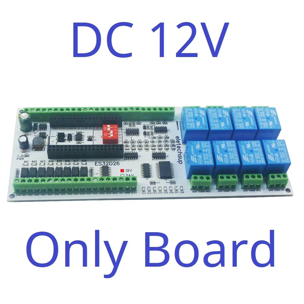 ES32D26 ESP32 Industrial IO Board – 8AI 8DI 8DO 2AO WiFi Relay Module with 4-20mA/0-10V for Smart Home IoT Simple PLC