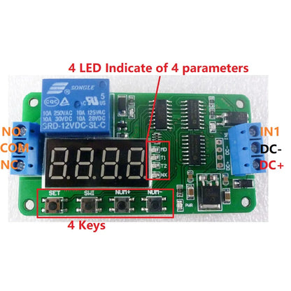 CE030 18-Mode Multifunction Timer Relay – DC 5-24V 10A Programmable Delay Switch with 0.1s-270h Adjustable Time for PLC Smart Home