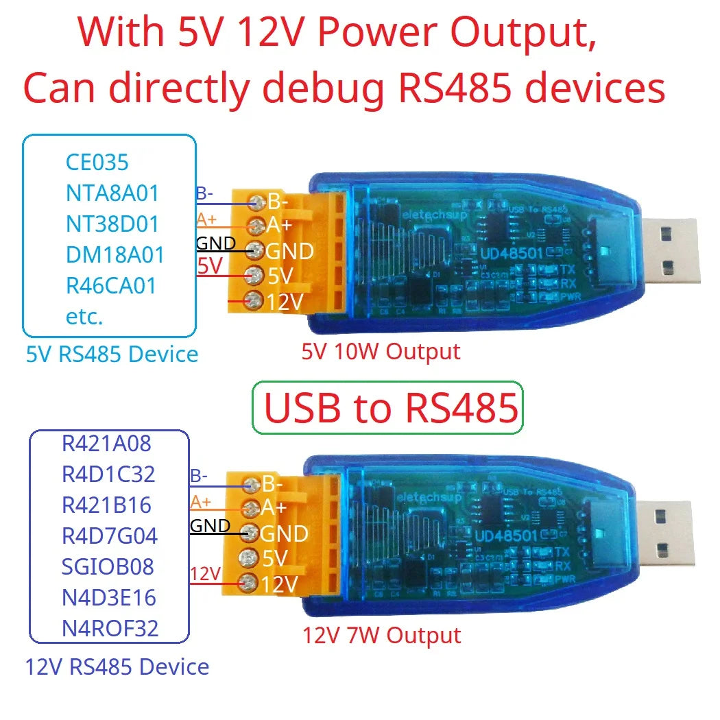 UD23202/UDTTL03 USB to RS485 RS232 TTL Converter – 12V 5V VCC Output Industrial Serial Adapter for PLC HMI PTZ Smart Home Debugging