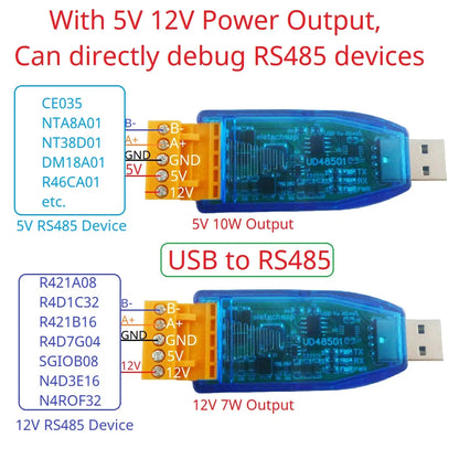 UD23202/UDTTL03 USB to RS485 RS232 TTL Converter – 12V 5V VCC Output Industrial Serial Adapter for PLC HMI PTZ Smart Home Debugging