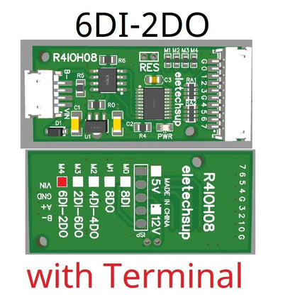 R4IOH08 Mini 8CH RS485 Multifunction DI-DO Module – 5 Modes NPN/PNP Configurable Digital IO Board Modbus RTU for PLC Expansion DC 5V/12V/24V