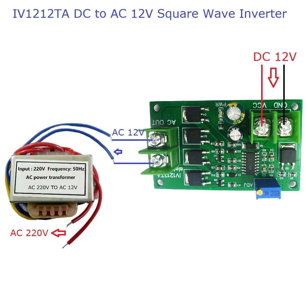 IV1212TA 12V to 220V Inverter Kit – 12W 50Hz Square Wave Signal Generator Module for DIY Electronic Projects & Power Conversion