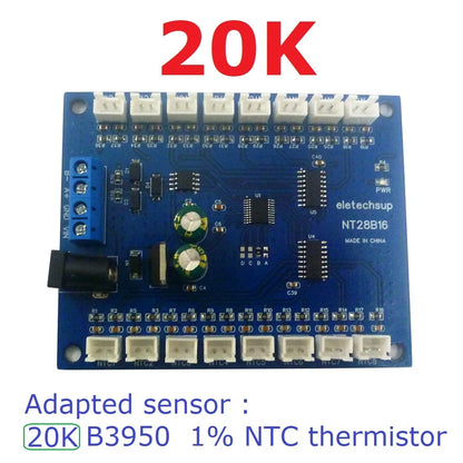 NT28B16 16CH RS485 Temperature Collector – Modbus RTU Paperless Recorder with 10K/20K/50K/100K B3950 NTC Sensor for PLC SCADA