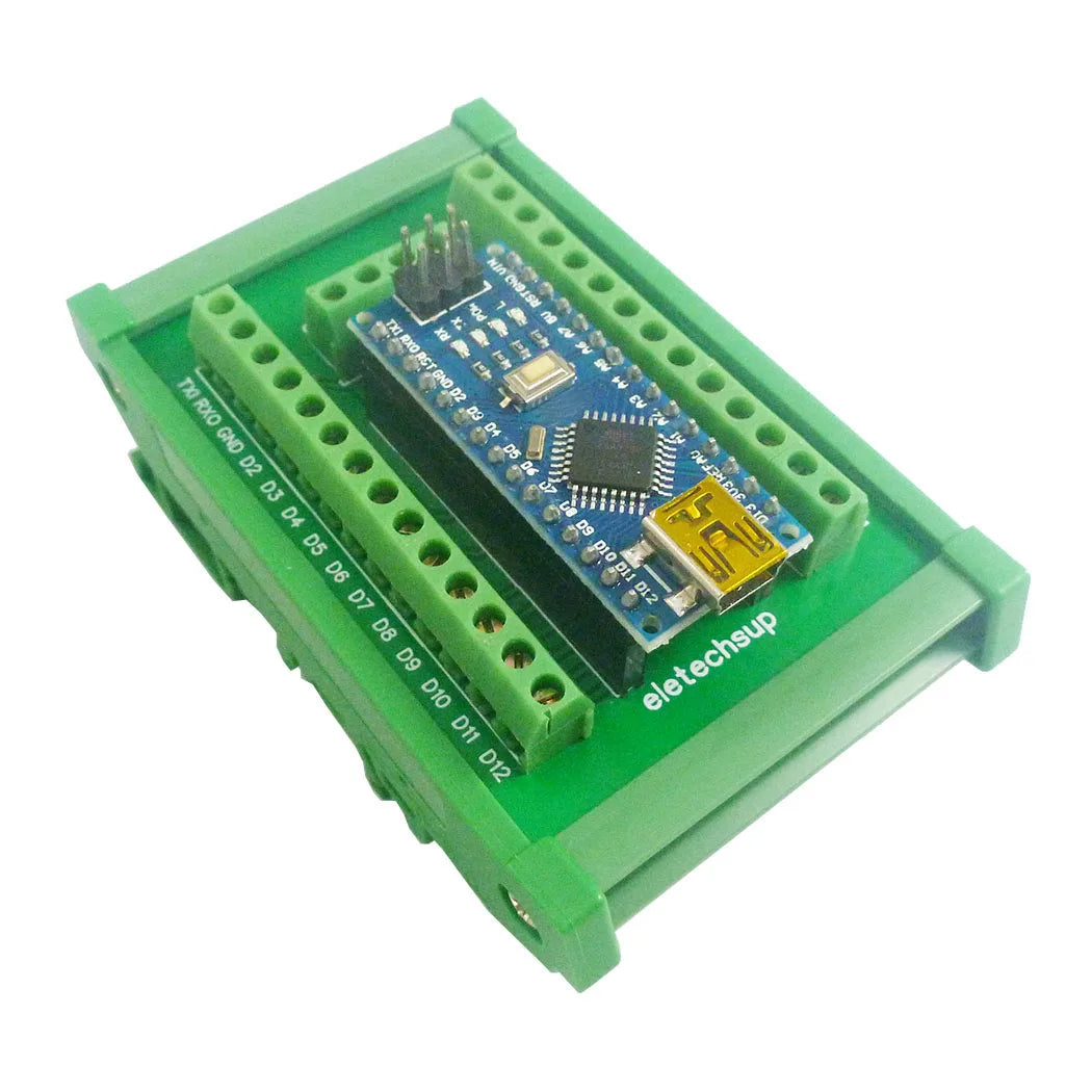 DN31C01 DIN Rail Mount Screw Terminal Adapter – 3.96mm Breakout Board for Arduino Nano V3.0 with DIN35 Rail for Industrial Control