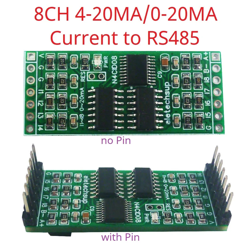 N4VIG08 8AI Multifunction Analog Input Module – 0-5V/0-10V/4-20mA to RS485 Modbus RTU ADC Collector with 2.54mm Pin Header for PLC SCADA