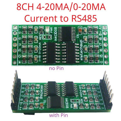 N4VIG08 8AI Multifunction Analog Input Module – 0-5V/0-10V/4-20mA to RS485 Modbus RTU ADC Collector with 2.54mm Pin Header for PLC SCADA