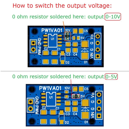2Pcs PW1VA01 PWM to DAC Converter Module – 0-5V/0-10V Adjustable Voltage Output Signal Generator for Arduino UNO MEGA PLC