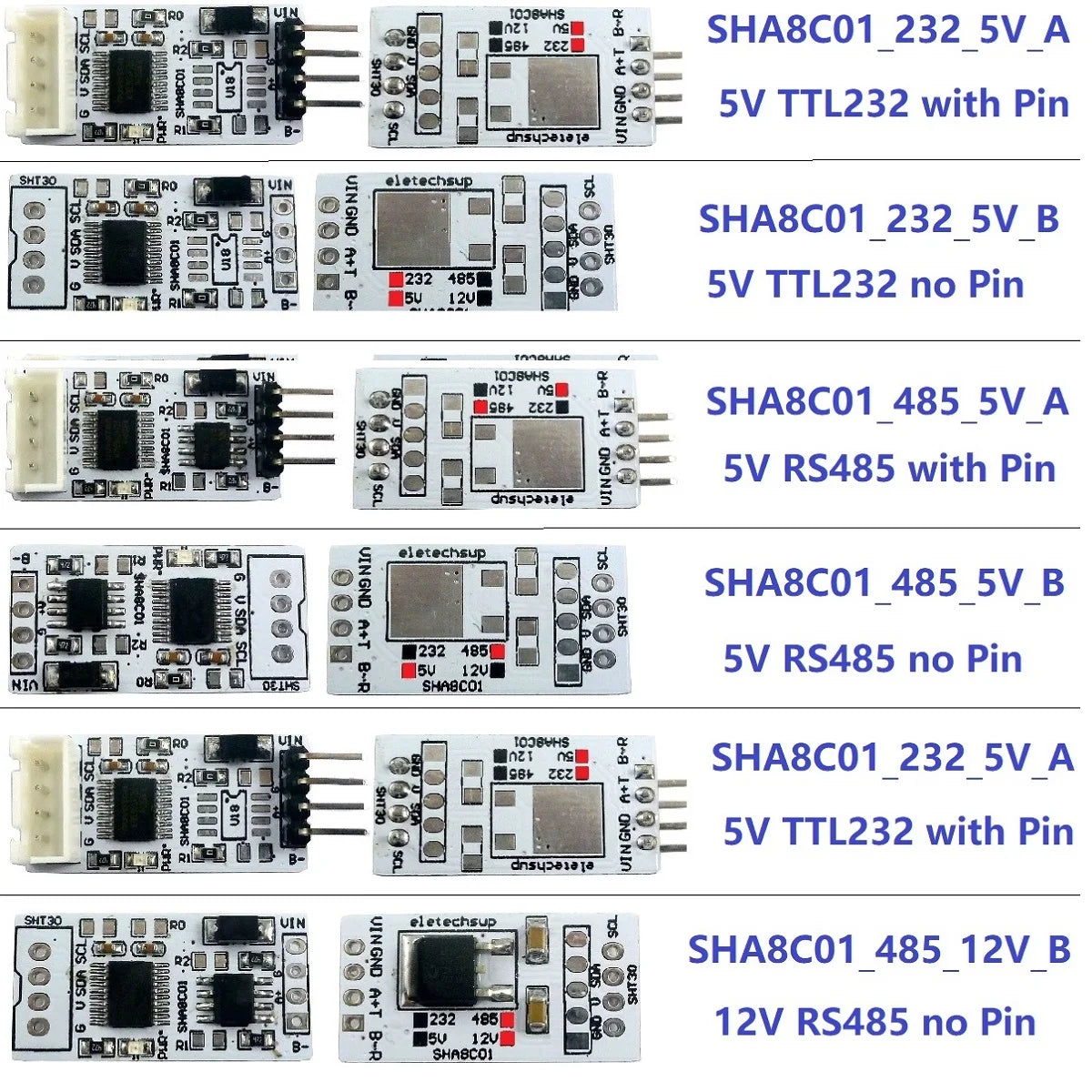 SHT30 Temperature & Humidity Sensor Module – RS485 RS232 TTL Modbus RTU, -40°C to 125°C, 0–100% RH