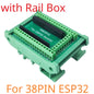 DNESA30/DNESP32 DIN Rail Mount Screw Terminal Adapter – 3.96mm Breakout Board for 30/38-Pin ESP32 WROOM-32 DevKitC with DIN35/C45 Rail