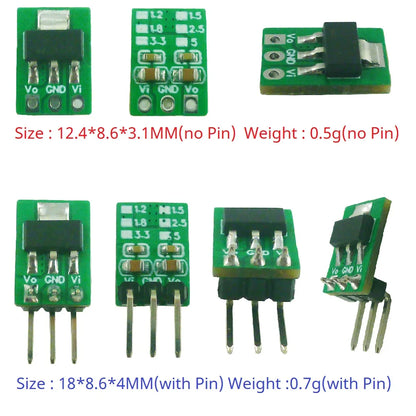 LO1117MB 1A Ultra-Low Dropout LDO Regulator – 2.5-18V to 1.2V/1.8V/2.5V/3.3V/5V Step-Down Module for Li-ion LiFePO4 Solar Battery
