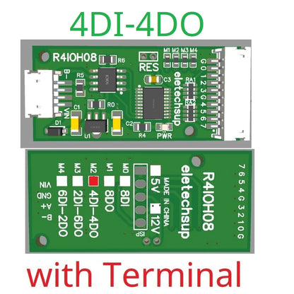 R4IOH08 Mini 8CH RS485 Multifunction DI-DO Module – 5 Modes NPN/PNP Configurable Digital IO Board Modbus RTU for PLC Expansion DC 5V/12V/24V