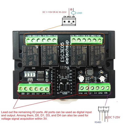 ESC3E05 RISC-V ESP32-C3 Development Board – 4CH Relay RS485 DIN Rail Module with Wi-Fi BLE for Industrial IoT Smart Home PLC
