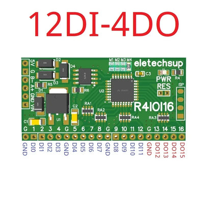 R4IOI16 16CH 5-in-1 Configurable Modbus RTU Digital IO Module – 16DI/16DO/8DI-8DO/4DI-12DO/12DI-4DO RS485 NPN/PNP Pin Core Board for PLC Expansion