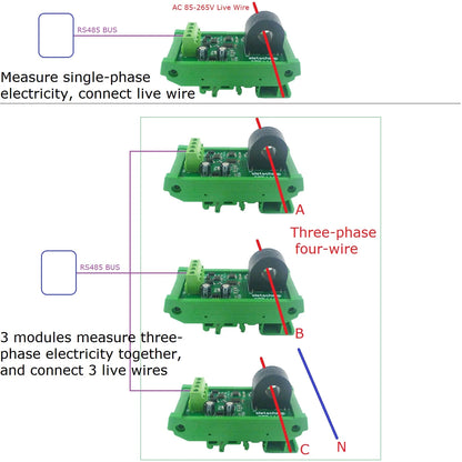 CTR4A01 RS485 AC Current Measurement Module for 110V/220V 50/60Hz, Current Transformer Ammeter Interface for PLC