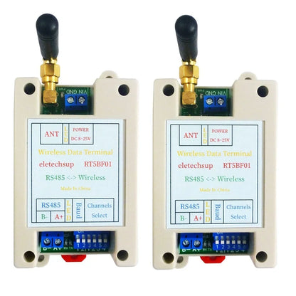 RT5BF01 433MHz DIN Rail RS485 Wireless Transceiver – 20dBm Modbus RTU Module with DIP Switch for PLC Industrial Automation