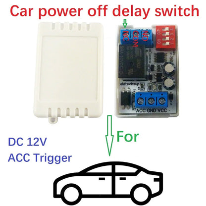 IO32G01 DC 12V ACC Trigger Delay Power-Off Relay Module – 20A Timing Switch for Dashcam Stereo Ambient Light Car Accessories