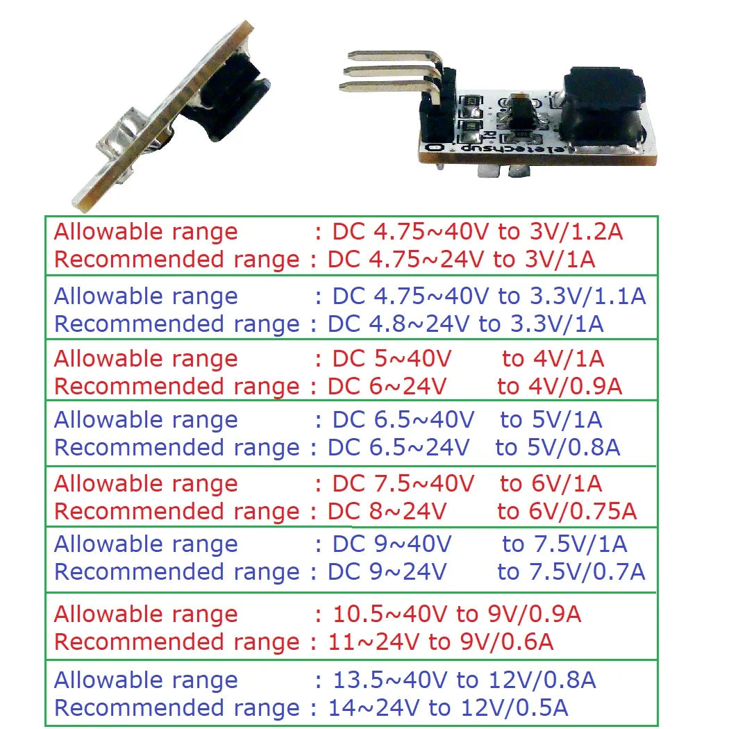 DD4012SA 1A DC-DC Buck Converter – 5-40V to 3V/3.3V/5V/12V Adjustable Step-Down Module for 18650 Li-ion LiFePO4 Battery Power