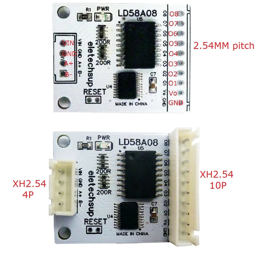 LD58A08 8CH RS485 Modbus RTU DO/PWM Driver Board – MOS Output Module for Signal Lights LED Solenoid Valves Motor Control