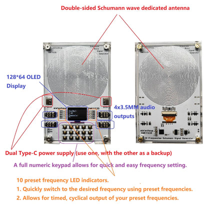 SMKYG35 10-Channel Schumann Resonance Frequency Generator – 0.01Hz–100kHz Adjustable Pure Sine Wave Signal Generator for Meditation & Sleep