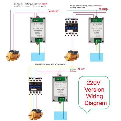 LC35D01 304 Stainless Steel Water Level Controller – 30A Relay Automatic Pump Control with Water Sensor for Tower Dam Pool Farm