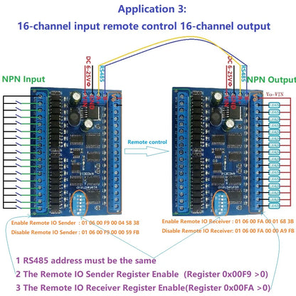 N4D3E16 16DI 16DO RS485 Modbus RTU Remote I/O Module, DC 9V/12V/24V, Digital Switch Control Board for PLC and HMI