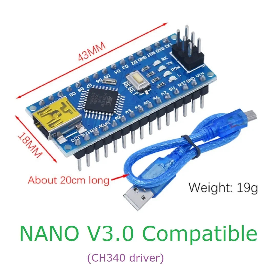 DN23E08/DN24F08 8DI-8AI-8DO IO Expansion Board for Arduino Nano V3.0 – RS485 Modbus RTU PLC Module with 4-20mA/0-10V Analog Input