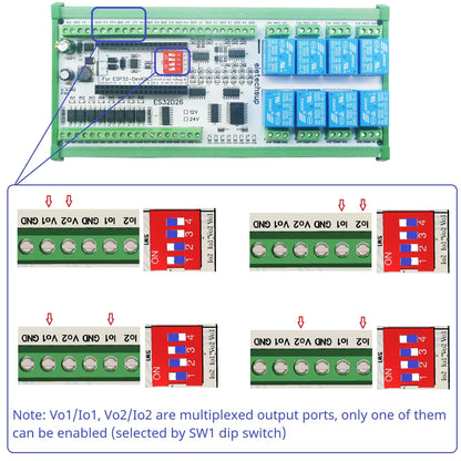 ES32D26 ESP32 Industrial IO Board – 8AI 8DI 8DO 2AO WiFi Relay Module with 4-20mA/0-10V for Smart Home IoT Simple PLC