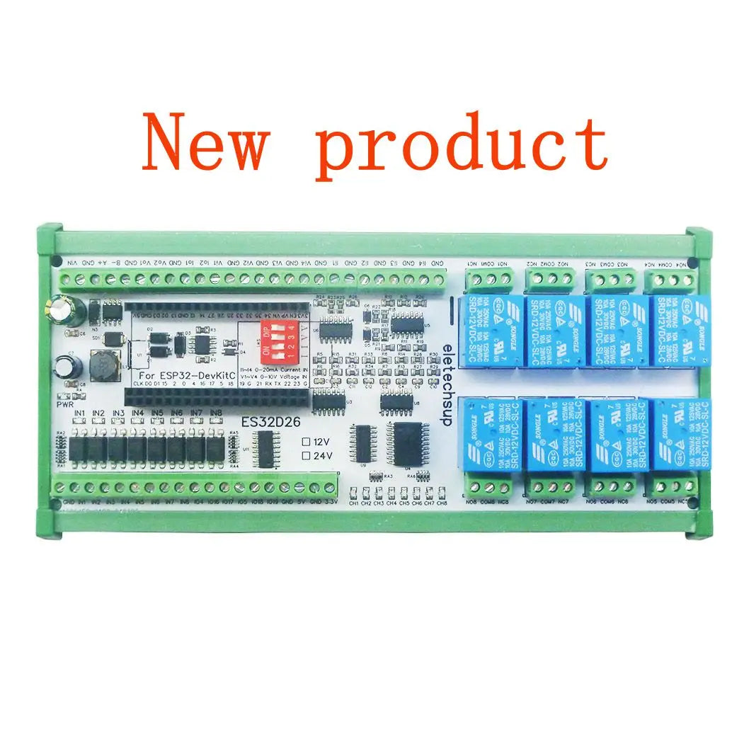 ES32D26 ESP32 Industrial IO Board – 8AI 8DI 8DO 2AO WiFi Relay Module with 4-20mA/0-10V for Smart Home IoT Simple PLC