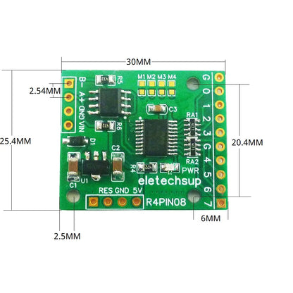 R4PIN08 8CH Multifunction RS485 IO Core Board – 2.54mm Pin Configurable Digital Input Output Module Modbus RTU for PLC HMI Remote IO Expansion