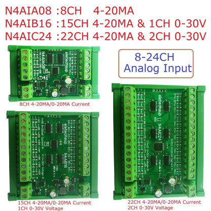N4AIA08/N4AIB16/N4AIC24 8-24CH 4-20mA Current Transducer – RS485 Modbus RTU Analog Input Module with 12-bit ADC for PLC SCADA