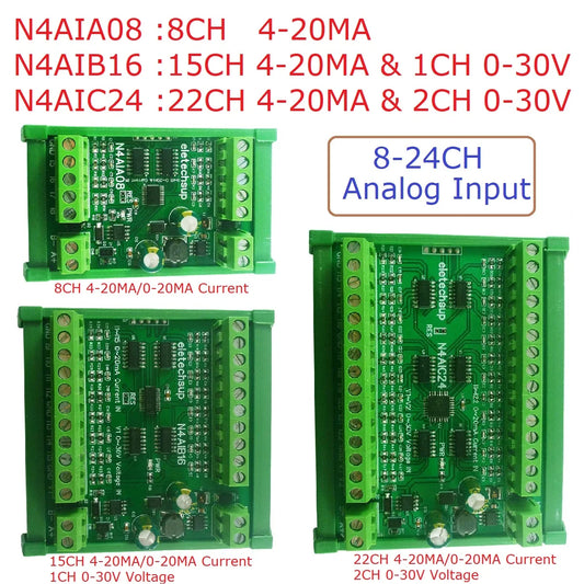 N4AIA08/N4AIB16/N4AIC24 8-24CH 4-20mA Current Transducer – RS485 Modbus RTU Analog Input Module with 12-bit ADC for PLC SCADA