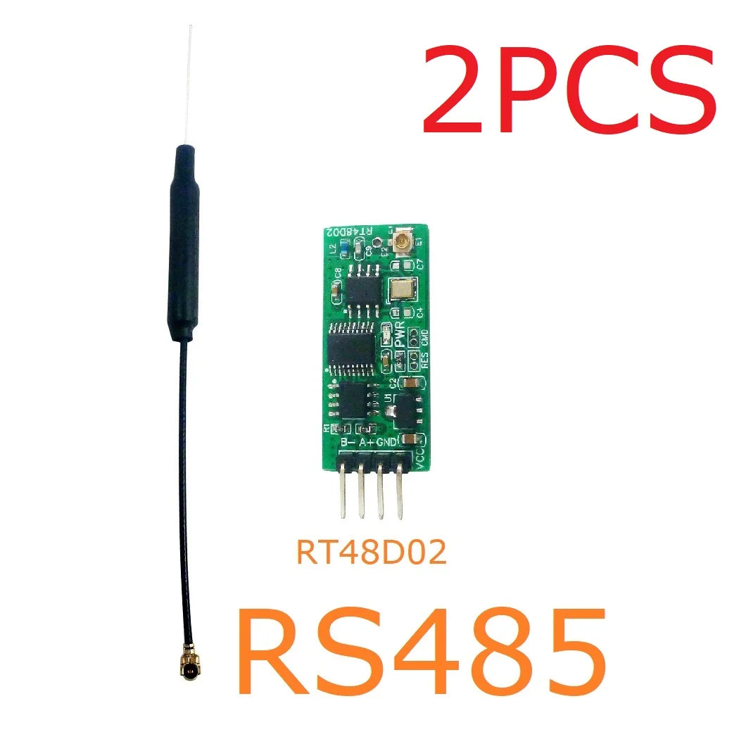 RT48D02 2.4G Wireless RS485 Transceiver – One-to-One & One-to-Many Master-Slave Network Module for Modbus RTU PLC Bus Communication