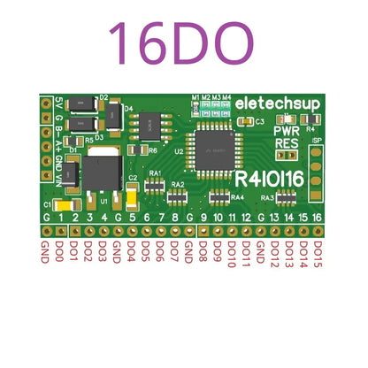 R4IOI16 16CH 5-in-1 Configurable Modbus RTU Digital IO Module – 16DI/16DO/8DI-8DO/4DI-12DO/12DI-4DO RS485 NPN/PNP Pin Core Board for PLC Expansion