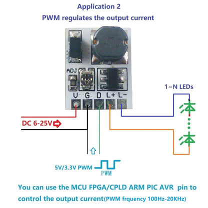 LD24AJTA_MINI 22W LED Driver Module – 6-25V 910mA Adjustable Constant Current Step-Down Converter with 5000:1 PWM Dimming for Arduino
