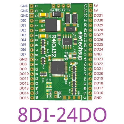 R4IOJ32 5 IN 1 32DI/32DO/16DI-16DO/8DI-24DO/24DI-8DO Modbus Rtu Digital 5V 3.3V TTL IO RS485 2.54mm Pin Core Board