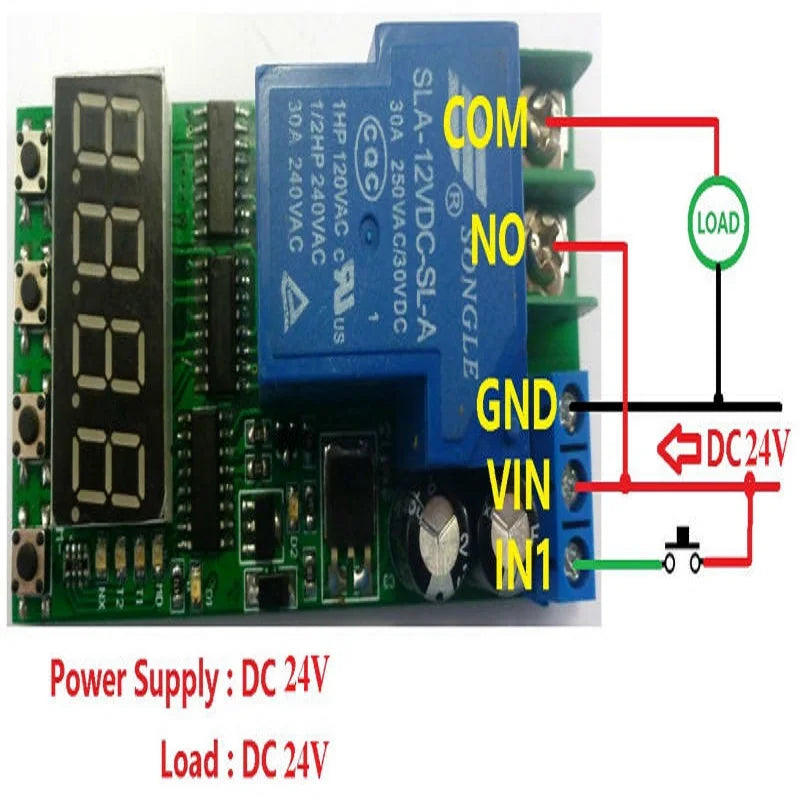 5Pack IO23C01 30A 24V Multifunction Timer Relay Module – 18-Mode Digital Delay Switch with 0.01s-270h Adjustable Time for PLC Motor LED