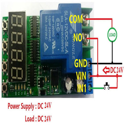 5Pack IO23C01 30A 24V Multifunction Timer Relay Module – 18-Mode Digital Delay Switch with 0.01s-270h Adjustable Time for PLC Motor LED