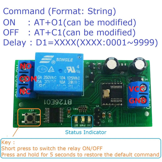 BT26E01 DC 12V Bluetooth BLE Relay Module – iOS Android Wireless Switch Board with 2.4G RF Remote Control for Smart Home IoT