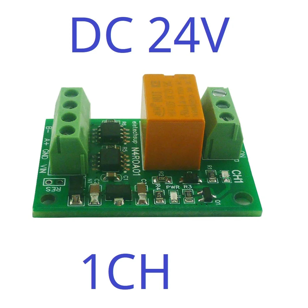 1-2CH 3A RS485 UART Relay Module – DC 12V/24V Serial Port Switch with Modbus RTU for PLC Arduino Smart Home