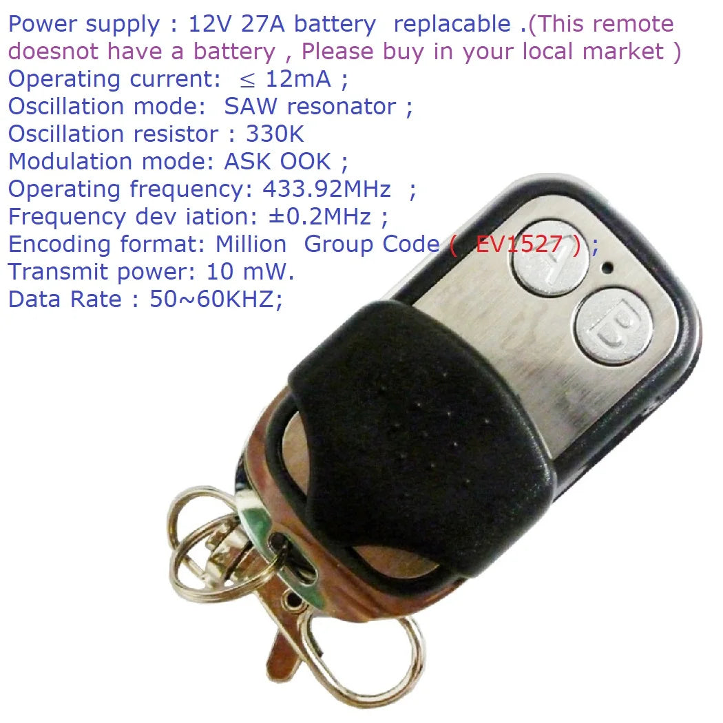 RFCE001 Mini 2CH 433M UHF Wireless Receiver – EV1527/PT2262/2264 Decoder Module with ASK OOK Learning & Fixed Code for Smart Home