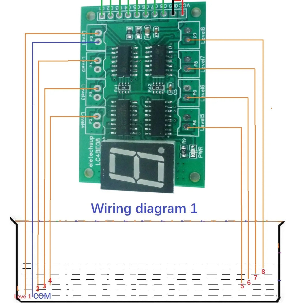LC4BE08 8CH Water Level Digital Tube Display Controller – DC 5V Sensor Module for Arduino UNO MEGA2560 NANO STM32 Fish Tank Aquarium