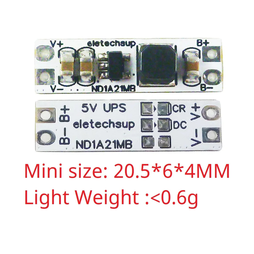 ND1A21MB Mini 5V UPS Board – In-Out Shared Port Bidirectional Li-ion Battery Charge/Discharge for Arduino ESP32 Pi ESP8266