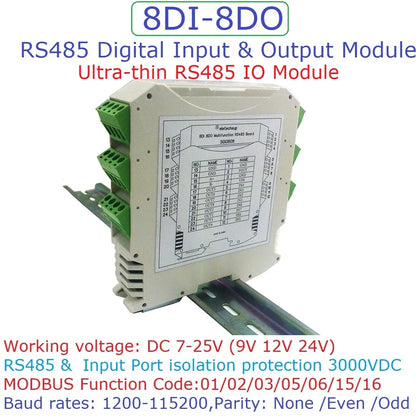 SGIOB08 Ultra-Thin Safety Barrier IO Module – 8DI-8DO RS485 Modbus RTU with 3000VDC Isolation for PLC Industrial Equipment
